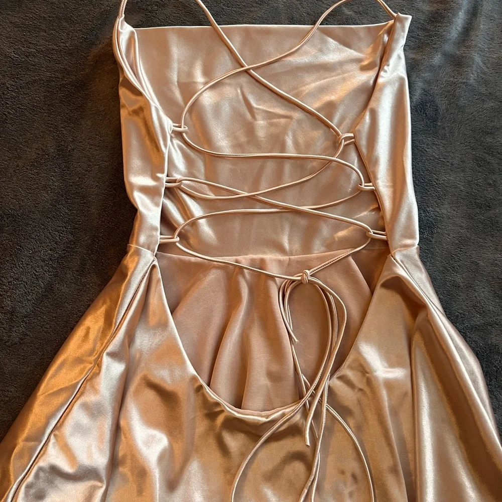 Elegant Satin Cowl Neck Dress - Picture 3 of 4